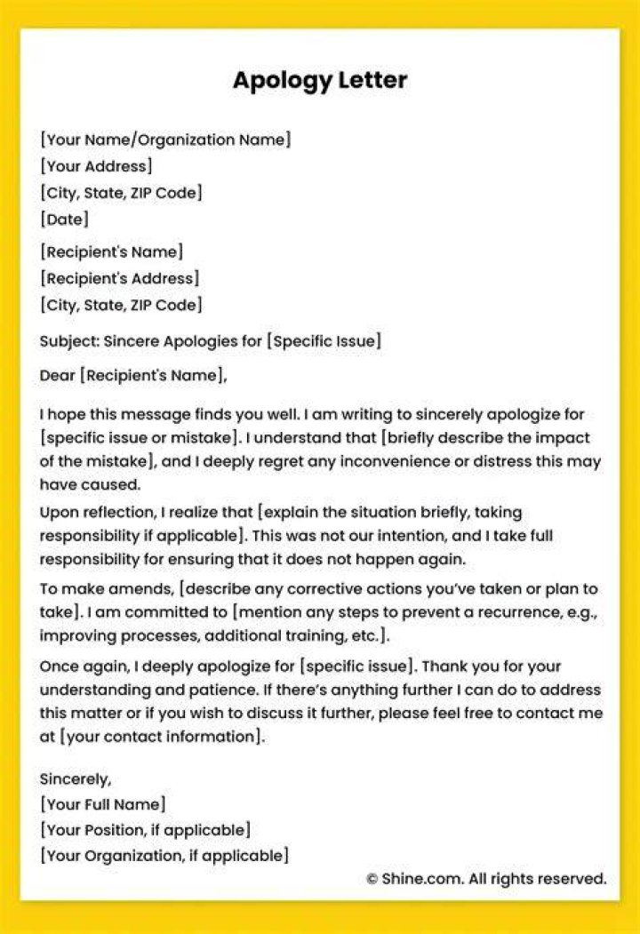 Apology Letter To Your Best Friend For Your Needs Letter Template
