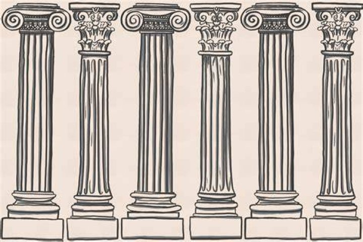 Black Neutral Ancient Greek Columns Wallpaper Mural