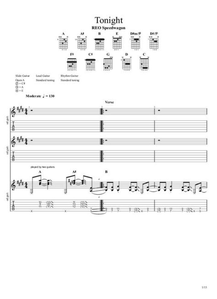 REO SPEEDWAGON Chords and Tabs ChordLines
