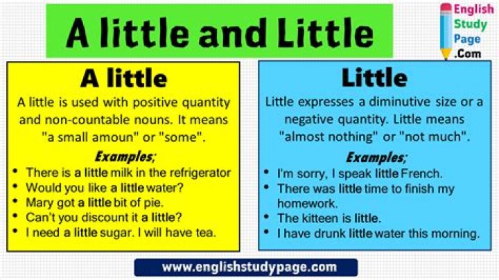 Uses A little and Little in English, Definition and Example Sentences